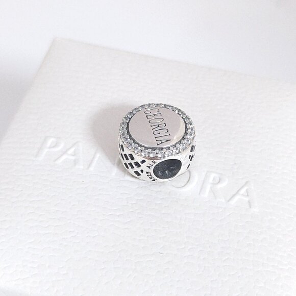 Pandora Georgia Peach Exclusive Bead Charm S925 Silver with box - Picture 6 of 8